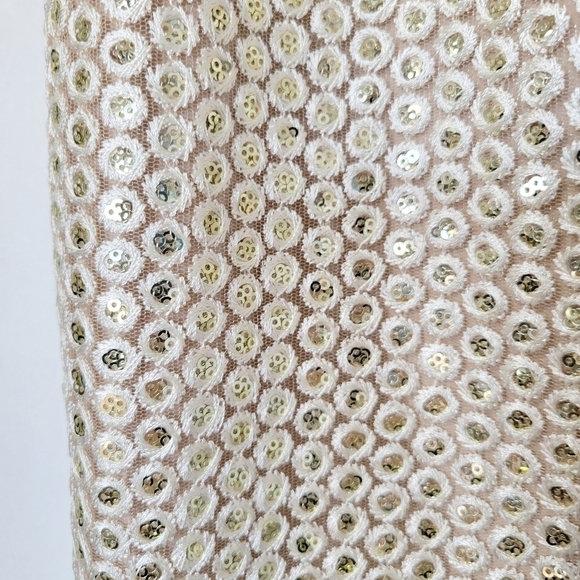 Belle Badgley Mischka Phoebe Gold Sequins Mini Dress Size 2 - Picture 8 of 12